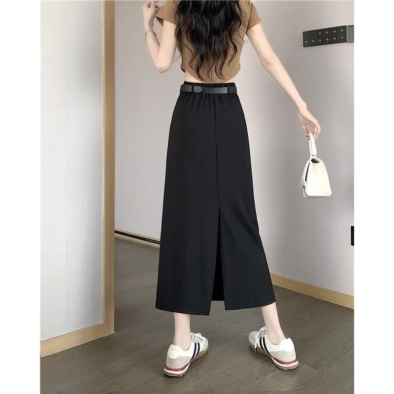 Chân váy A dáng dài xẻ sau chất tuyết mưa kèm đai  có bigsize! Linhchi.studio