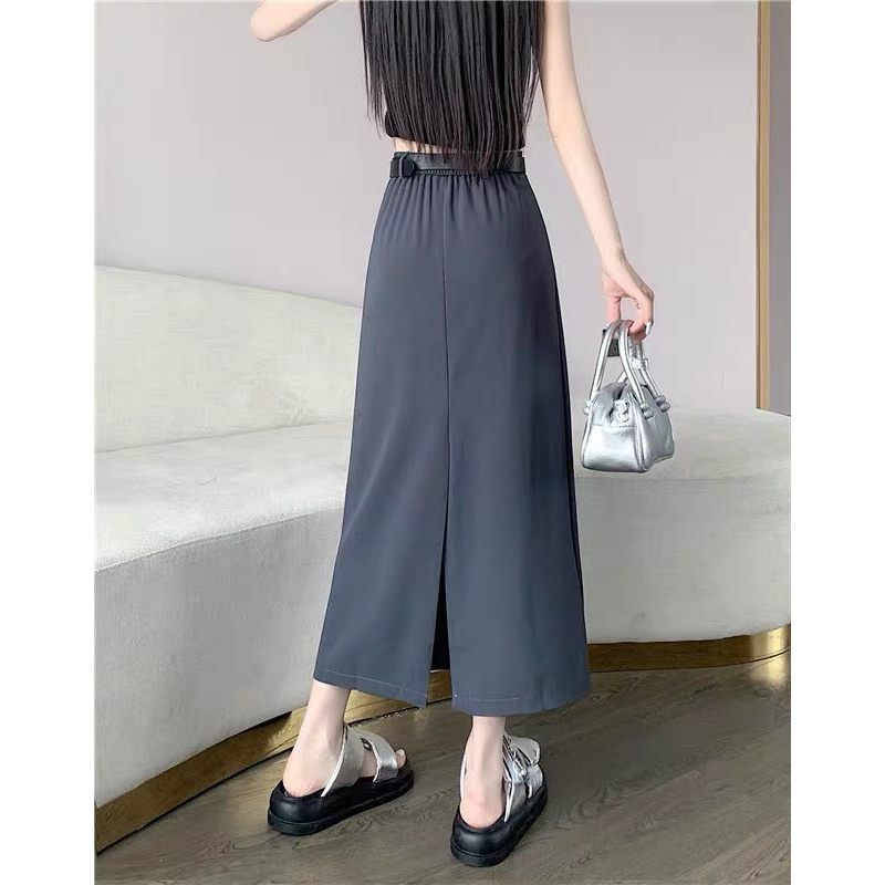 Chân váy A dáng dài xẻ sau chất tuyết mưa kèm đai  có bigsize! Linhchi.studio