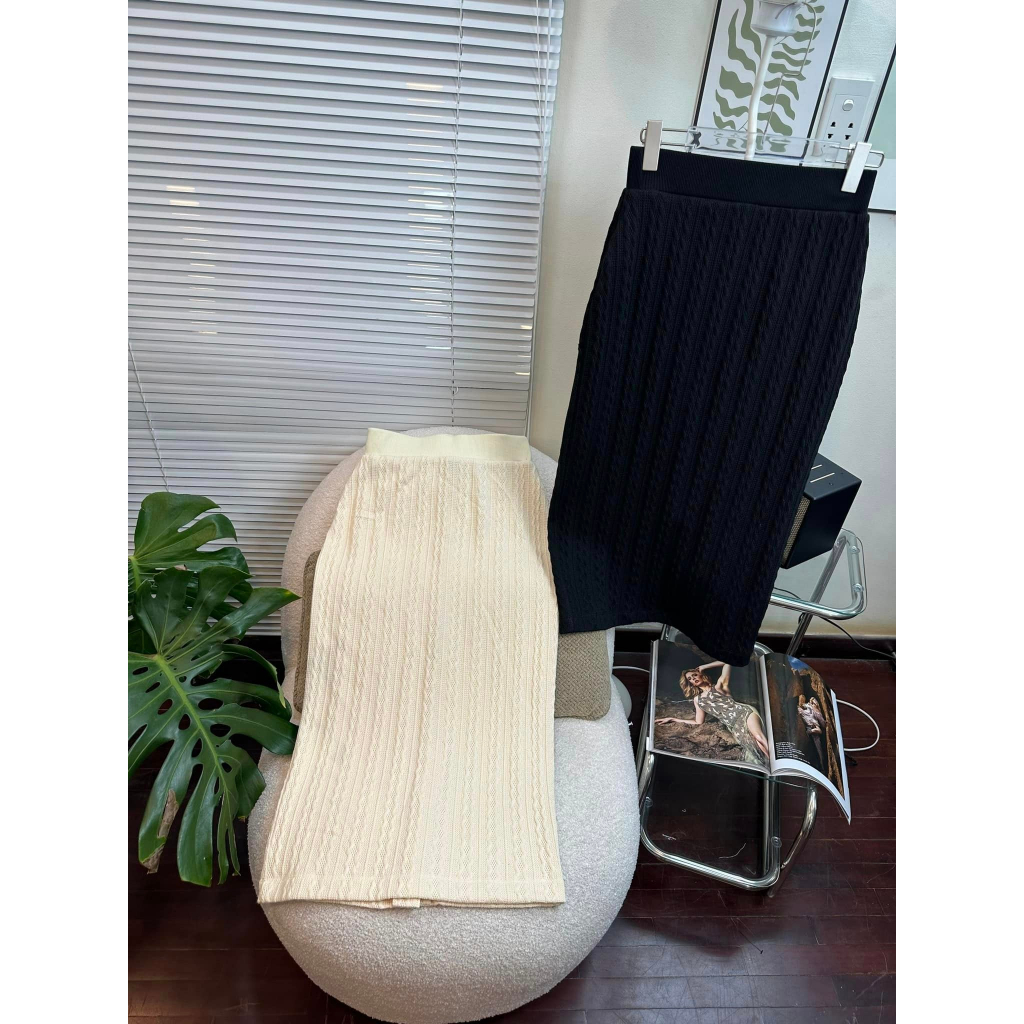 Chân váy len dài suông