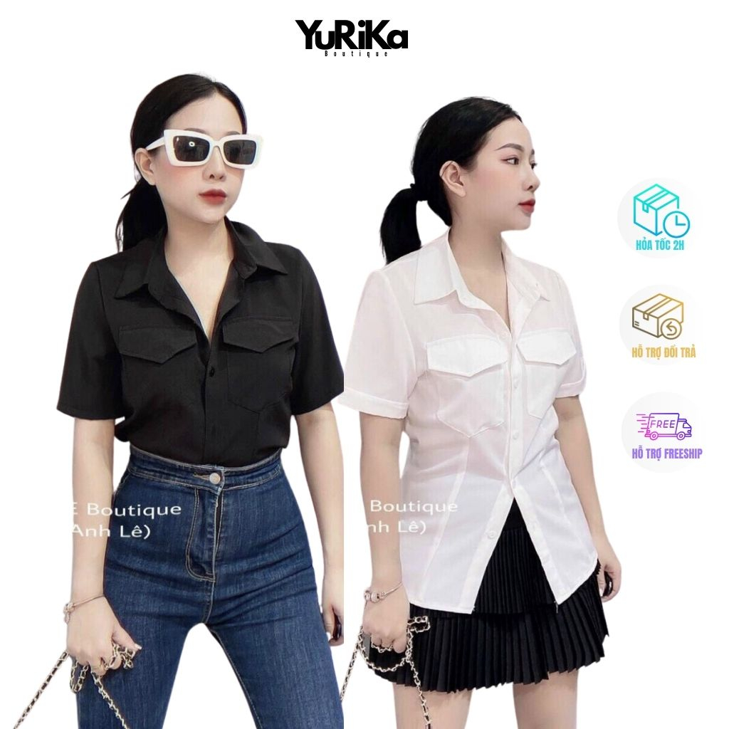 Áo sơ mi nữ tay ngắn có túi