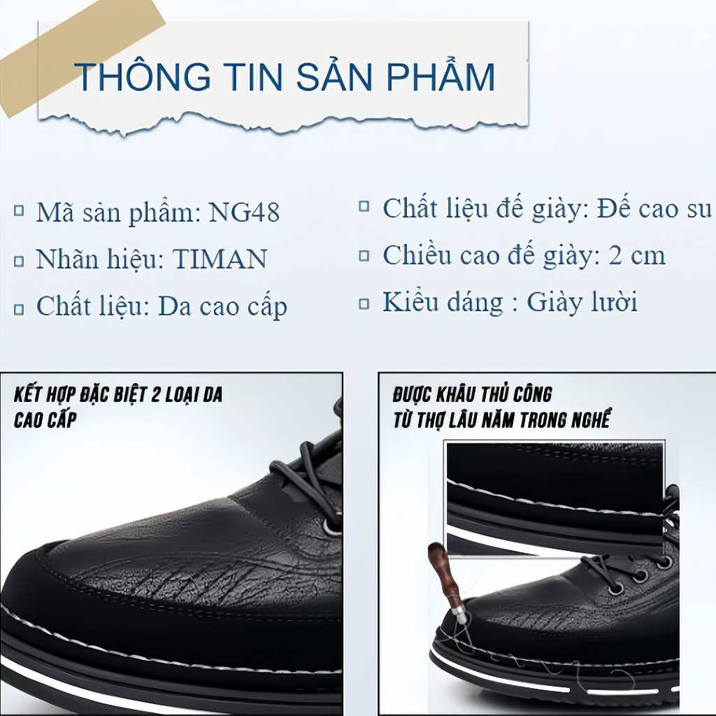 Giày lười nam chất liệu da cao cấp thời trang đẹp phong cách thể thao bảo hành 1 năm NG48 TIMAN