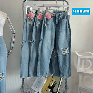 Quần baggy jean nữ ống suông rách gối cực cá tính Jean nữ William - AT351