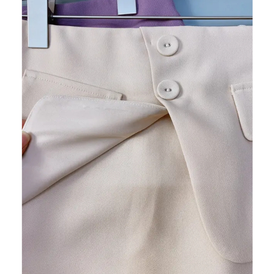 Chân Váy Bút Chì 2 Lớp có Tà Chéo V che bụng đính cúc thời trang KM1