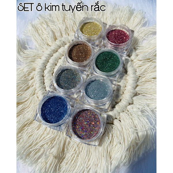 Set 8 màu kim tuyến rắc  chuyên dùng trang trí móng tay chân - Sushi nail mi