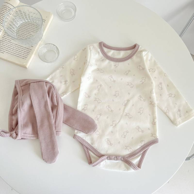 Bodysuit Dài Tay Kèm Quần Cạp Cao Tặng Mũ Che Thóp Unbee Chất Liệu Thun Mềm Thoáng Mát