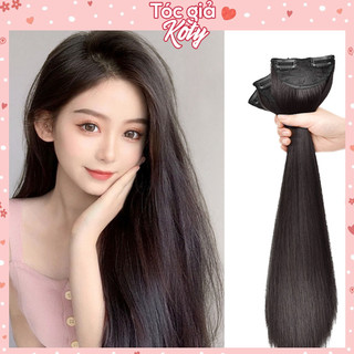 Set 3 tóc giả kẹp thẳng - xoăn cho nữ Koty, tóc giả kẹp phím làm dài tóc tự nhiên