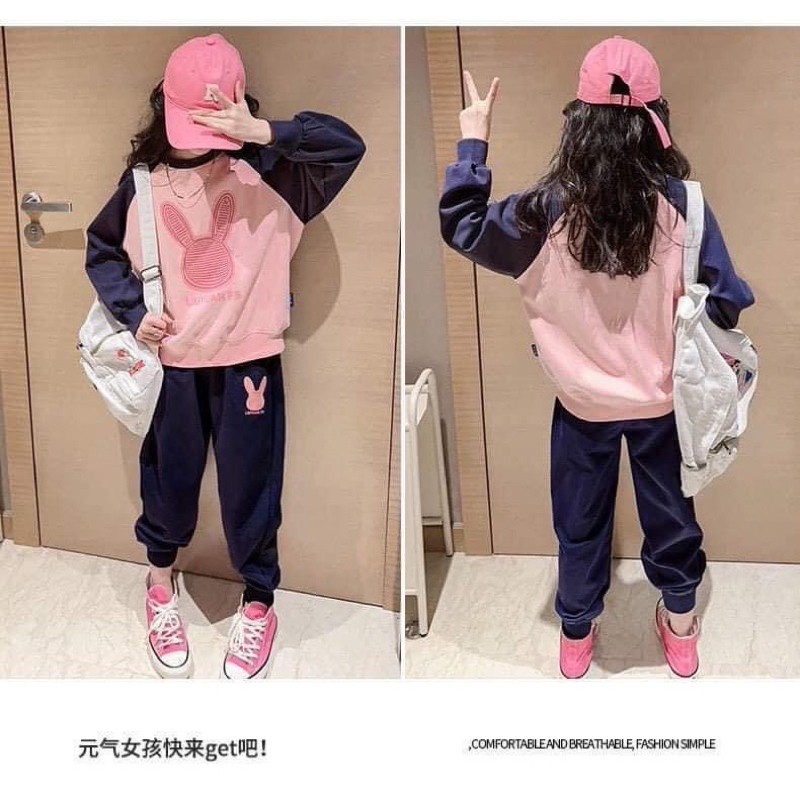 Bộ thỏ nỉ da cá thu đông cho bé