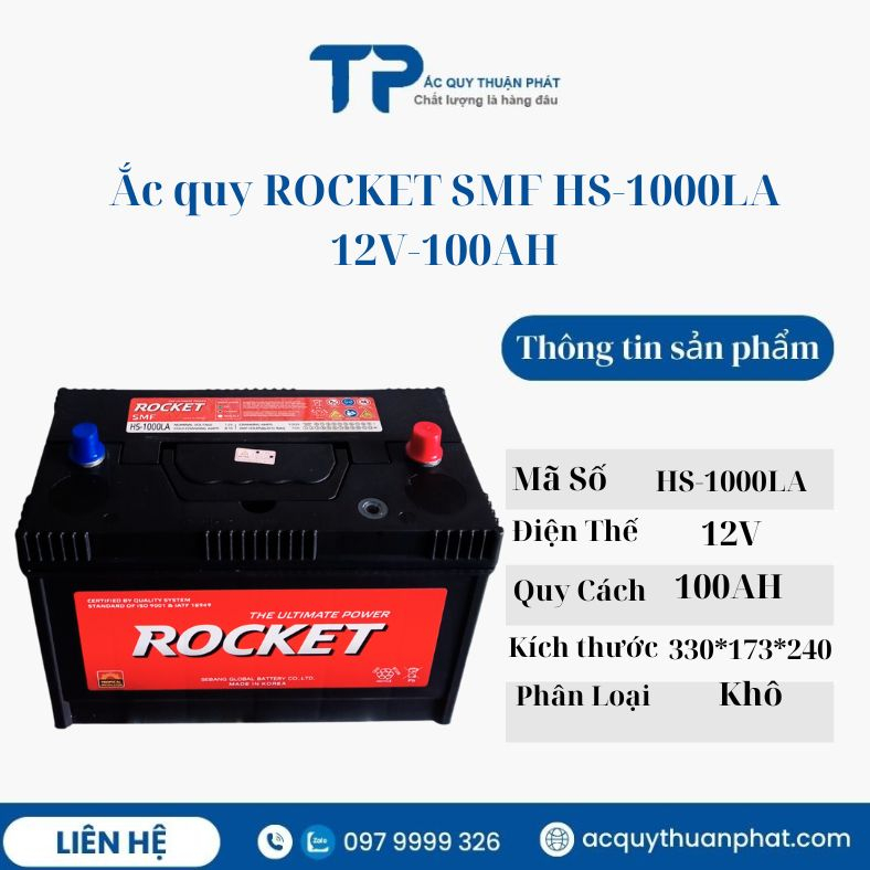 Bình ắc quy Rocket Hs-1000La 12V-100ah