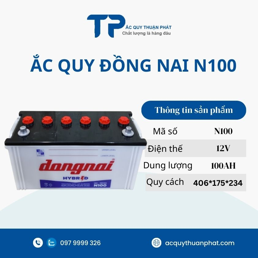Bình ắc quy đồng nai N100 12V-100ah