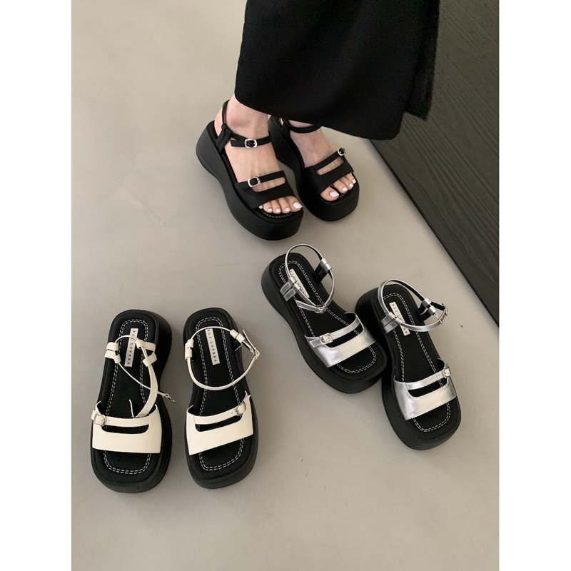 SẴN HÀNG  ĐI LÙI SIZE FORM TO Giày Sandal Mũi Vuông Đế Dày Chống Trượt Thời Trang Hàn Quốc Cho Nữ