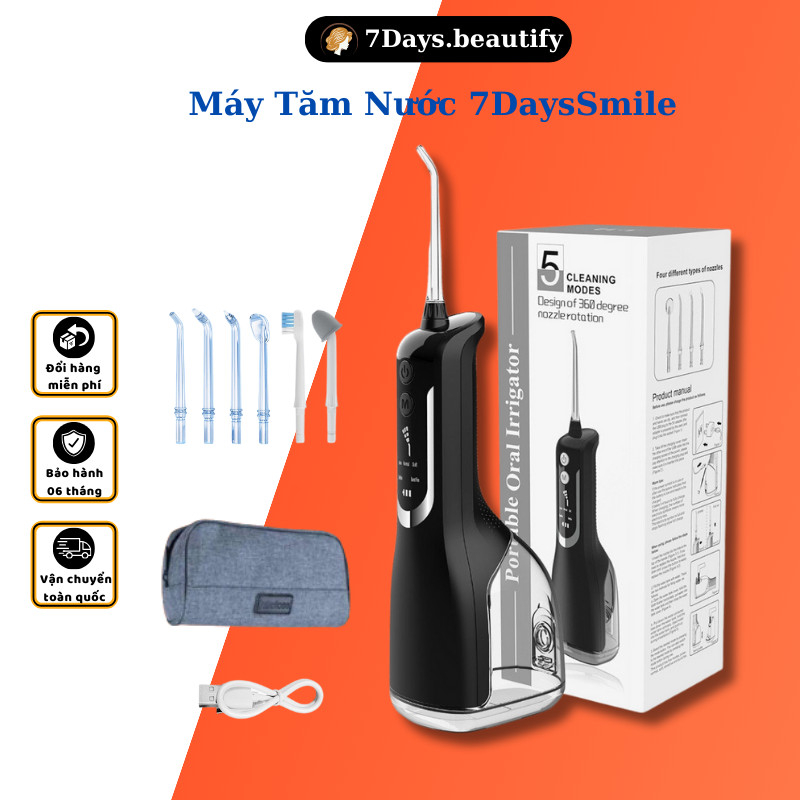 Máy Tăm Nước 7DaysSmile Portable Water Flosser Màn Hình Led 5 Chế Độ Cao Cấp