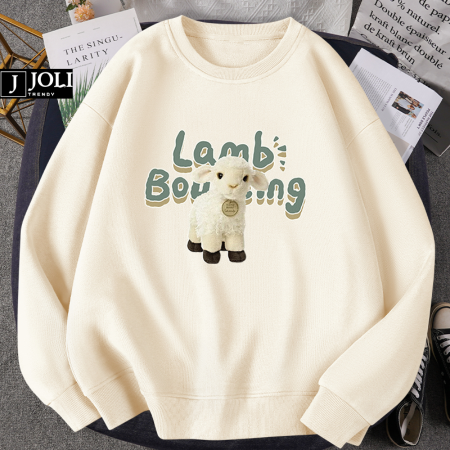Áo Sweater Cừu Nam Nữ By JOLI Unisex Chất Nỉ Lót Bông Form Rộng