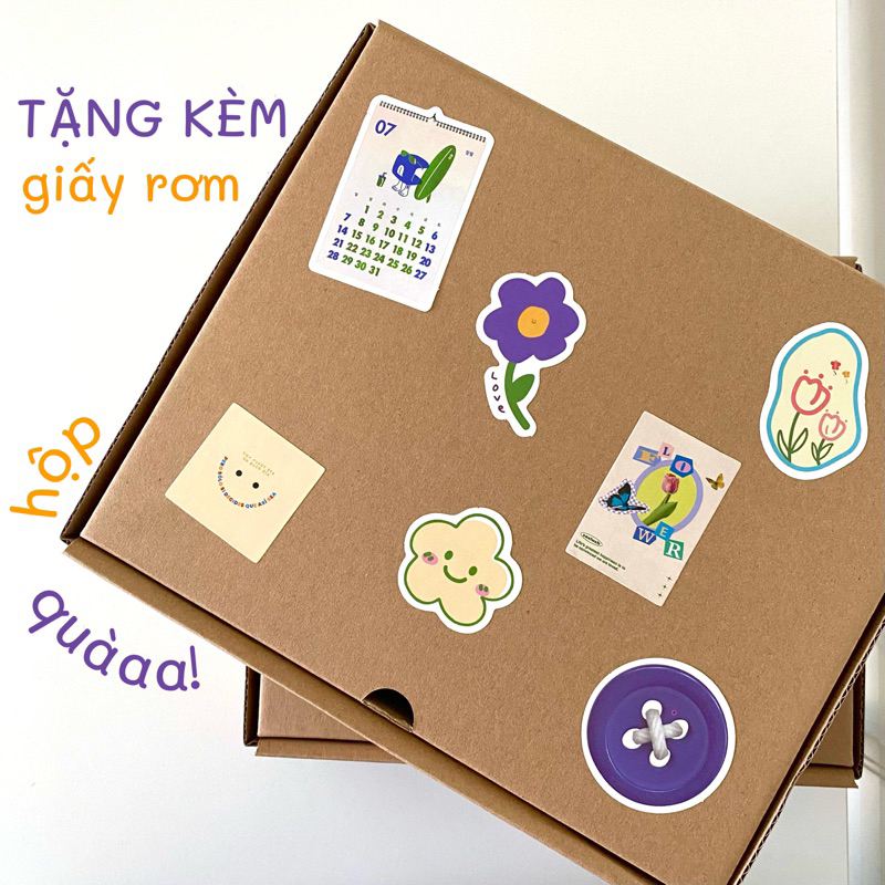 Hộp Đựng Quà Tặng Nắp Cài Nâu + Thiệp Sinh Nhật + Túi Kraft Đựng Hộp