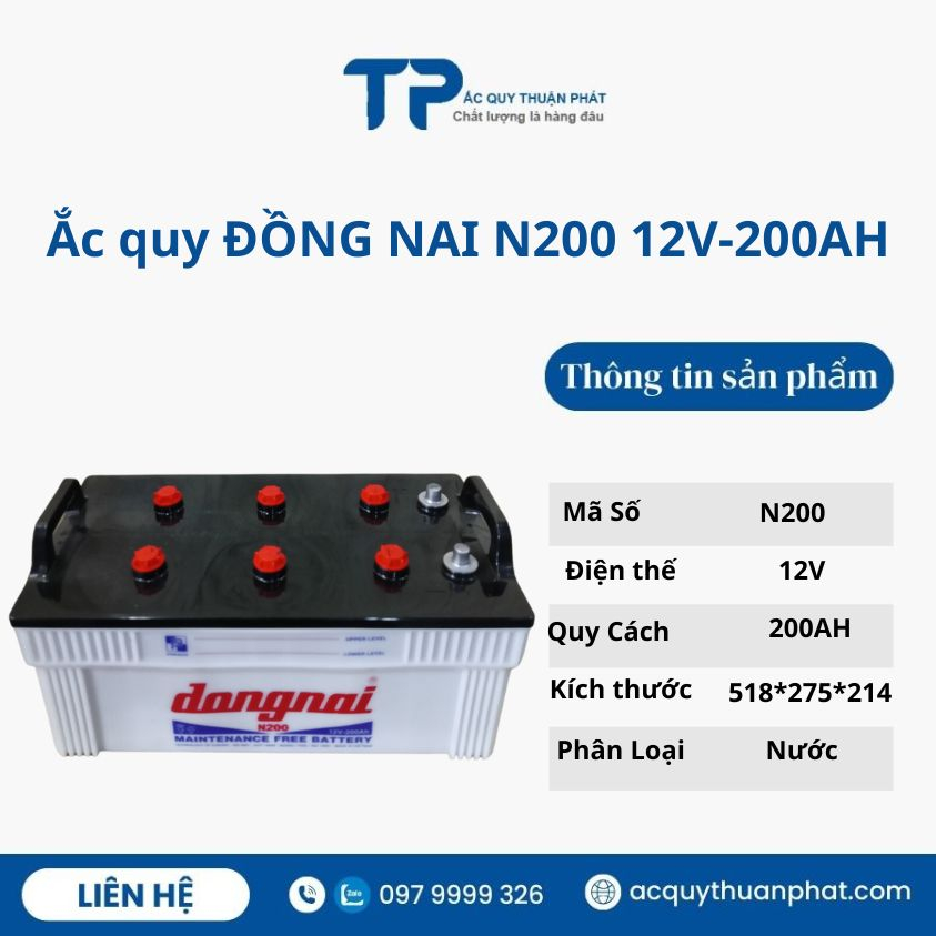 Bình ắc quy đồng nai N200 12V-200ah