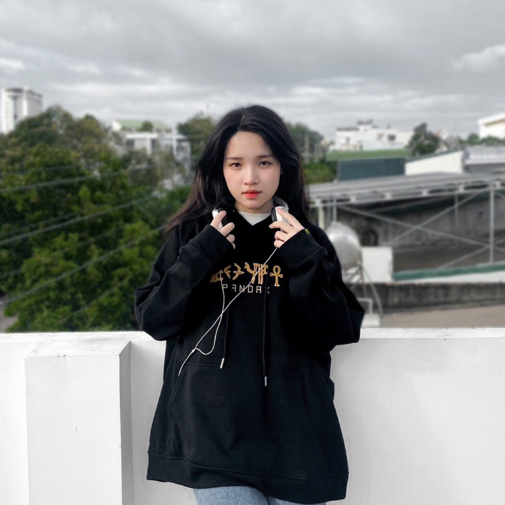 Áo hoodie local brand nam form rộng Pandax ai cập bigsize vải chân cua dày dặn unisex basic chính hãng màu đen
