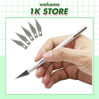 Dao khắc trổ, dao cắt giấy nhỏ siêu bén, dao rọc tặng kèm 5 lưỡi thay thế
