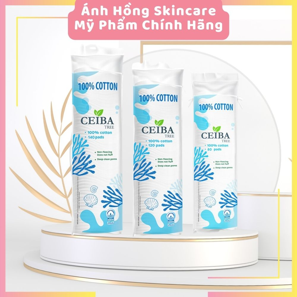 Bông Tẩy Trang 100% Cotton Sạch Siêu Tiết Kiệm Dung Dịch Ceiba Cotton 80 Miếng / 120 Miếng Và 140 Miếng