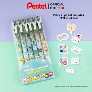 Bộ 6 bút mực gel pentel energel kawaii pixel art ii - bln75kw6-6s nét 0.5mm | họa tiết dễ thương ngộ nghĩnh
