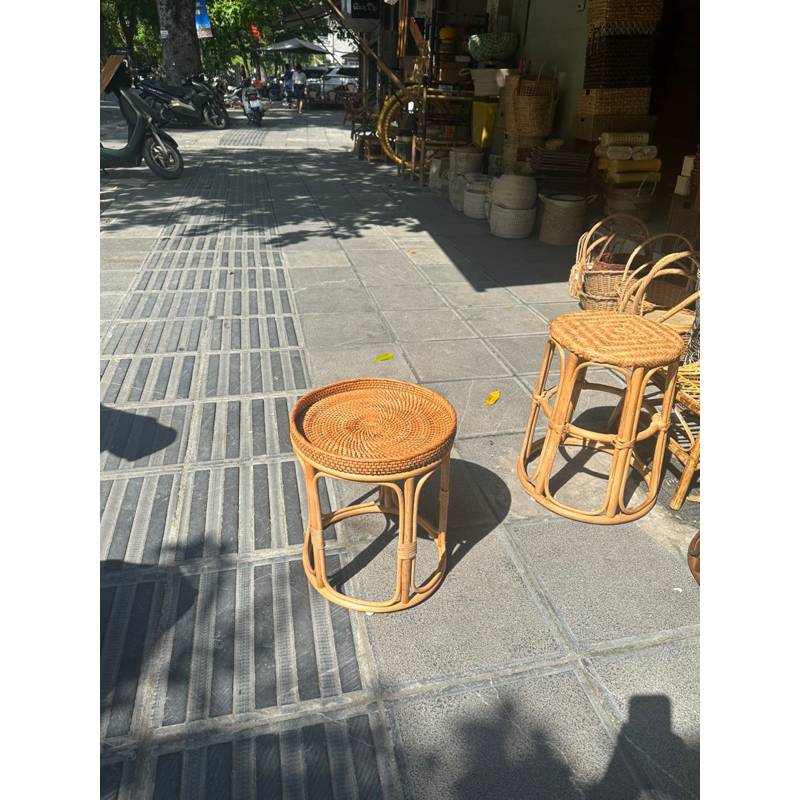 Bàn song mây kèm khay vintage