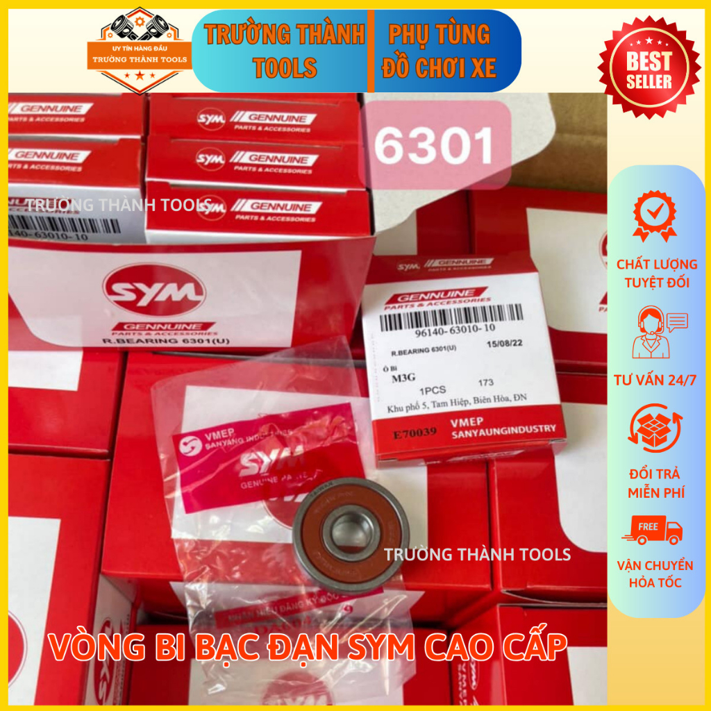 Bạc đạn xe máy, Vòng Bi bạc đạn SYM đủ 4 mã 6201-6301-6203-6300 - TRƯỜNG THÀNH TOOLS