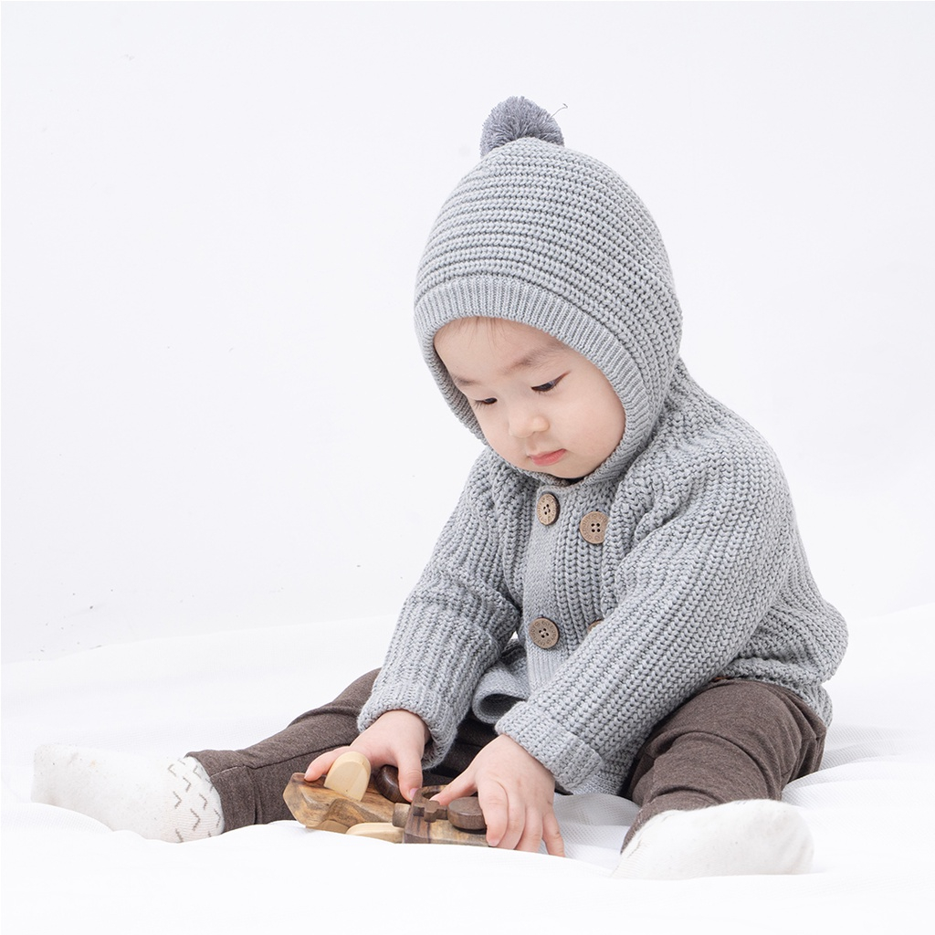 Áo khoác len có mũ cho bé trai, bé gái BU Baby | Quần áo BU Baby chính hãng Bu Baby