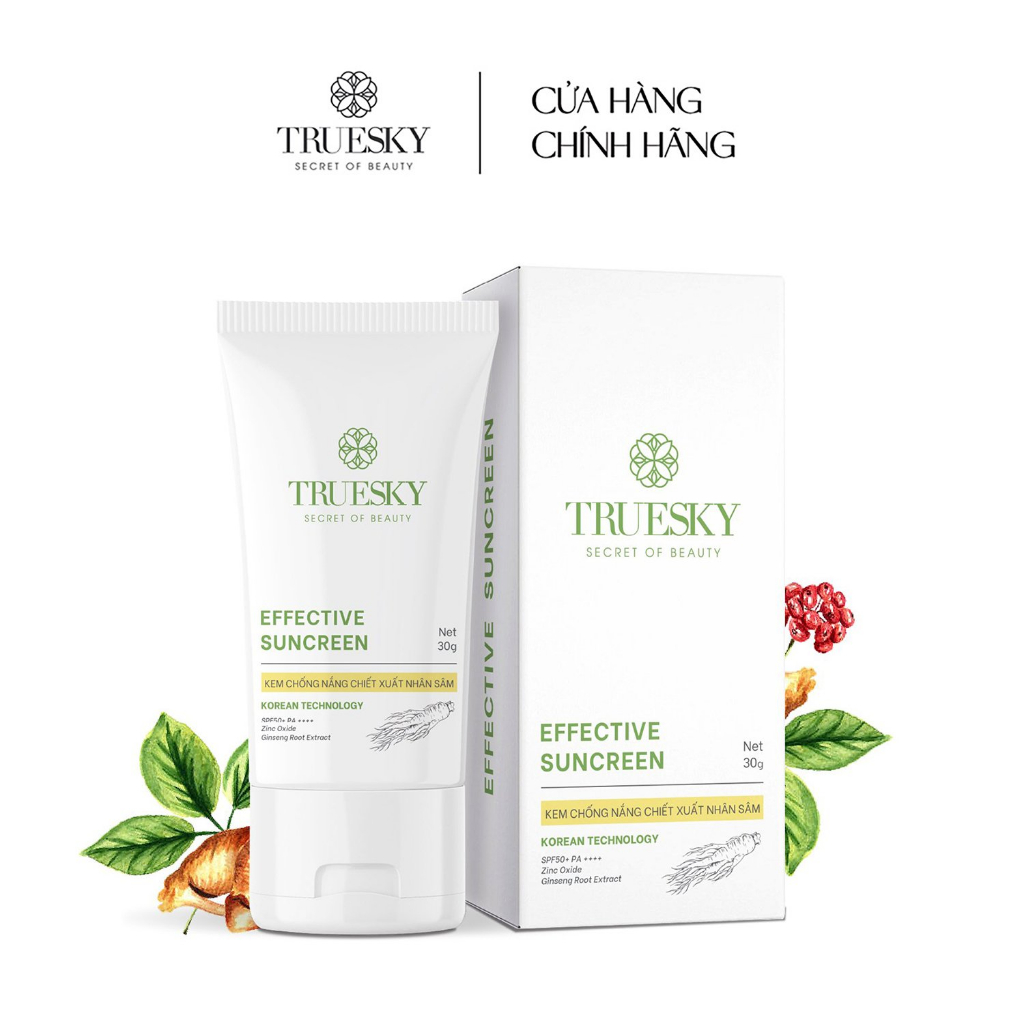 [Mã BMLT30 giảm đến 30K đơn 299K] Kem chống nắng nâng tông Truesky Effective Sunscreen SPF 50+ PA+++ 30g