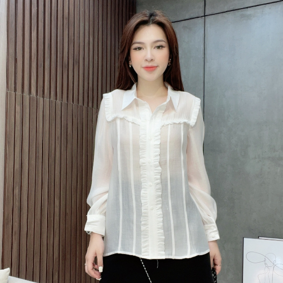 Áo Sơ Mi Trắng Viền Bèo Liin Clothing - SMD227SWH-S23