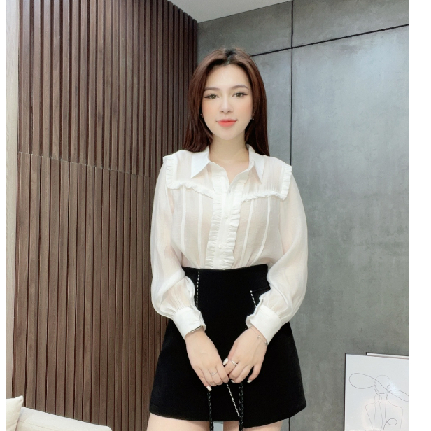 Áo Sơ Mi Trắng Viền Bèo Liin Clothing - SMD227SWH-S23