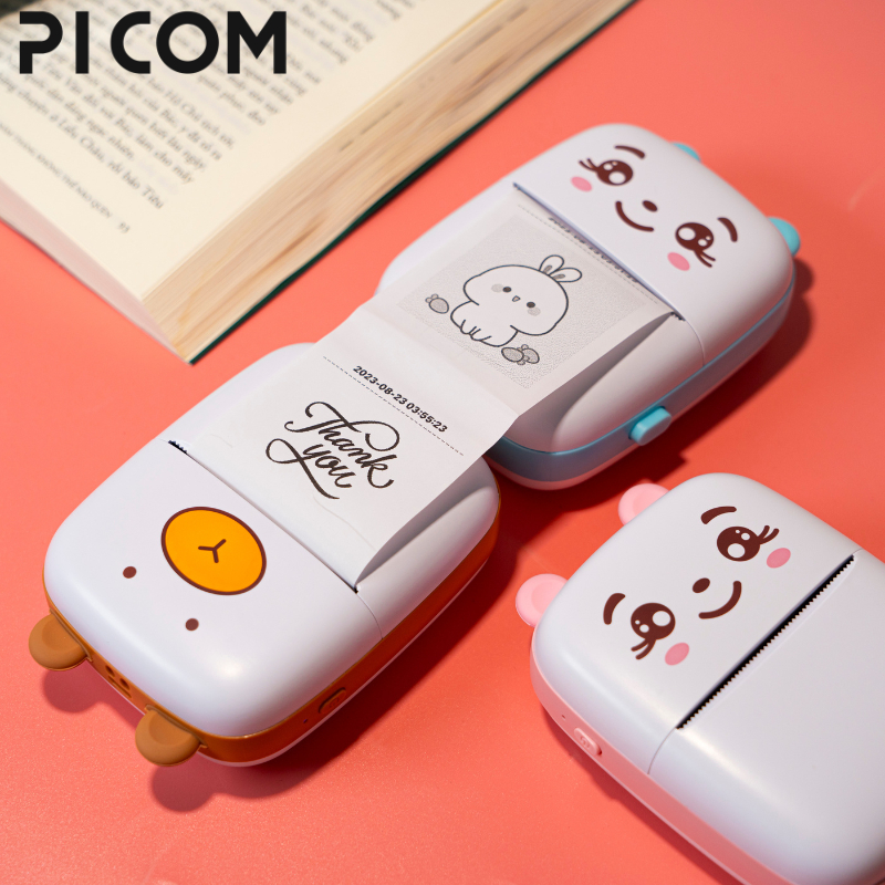 Máy In Nhiệt Mini PICOM Bluetooth Cho Điện Thoại Di Động In Ảnh, Nhãn Dãn, Tài Liệu