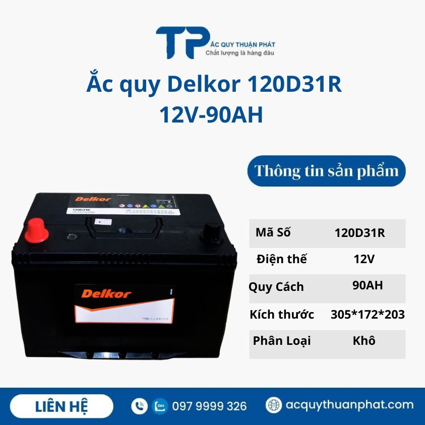 ẮC QUY DELKOR NX120-7L 12V-90AH