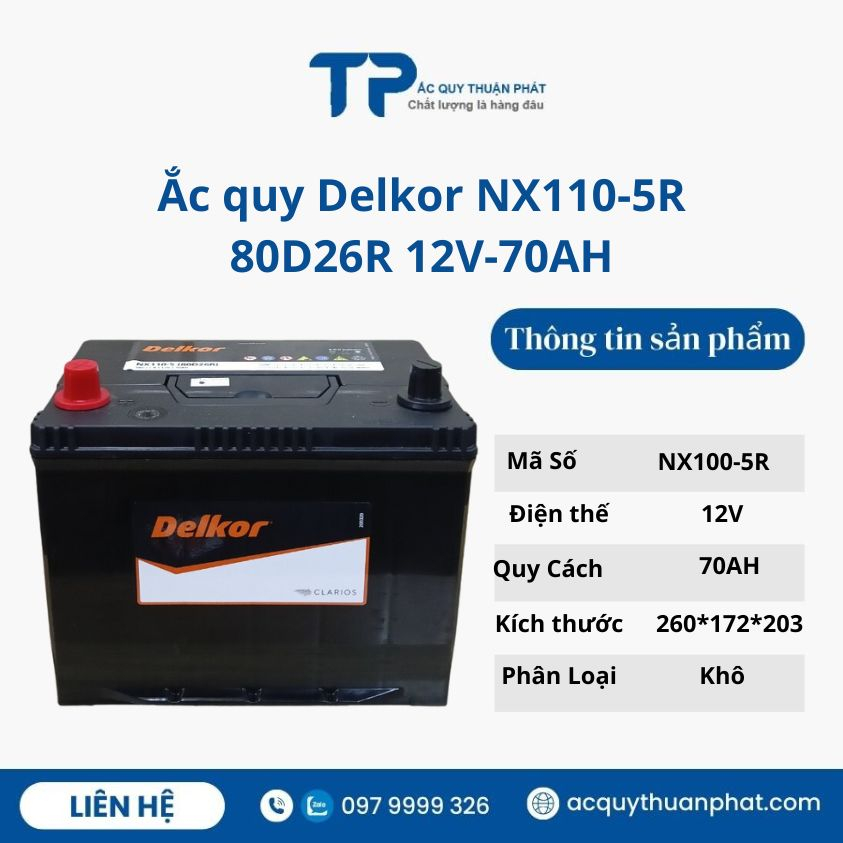 ẮC QUY DELKOR NX110-5L 12V-70AH