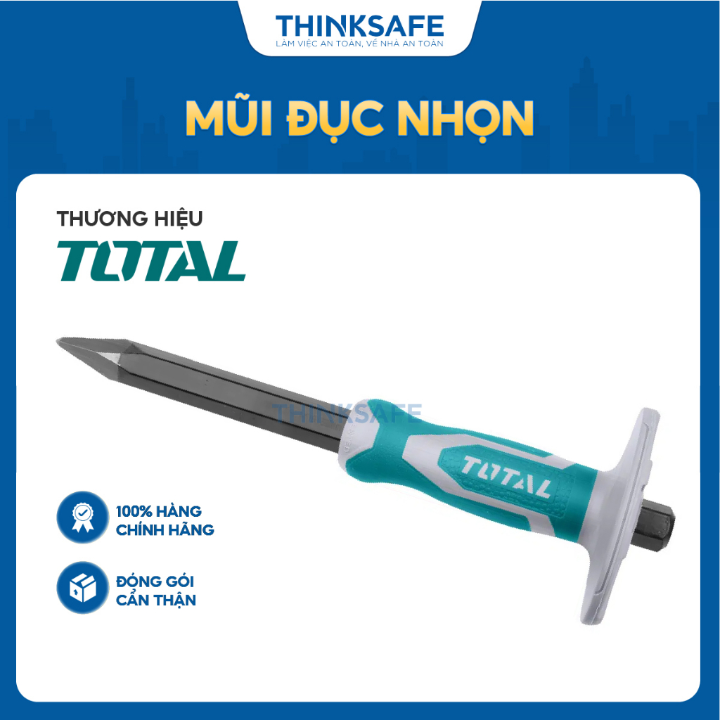 Đục bê tông nhọn Total THT4221026 thép carbon cao cấp chắc chắn bền bỉ chịu lực tốt đục cầm tay chính hãng - Thinksafe