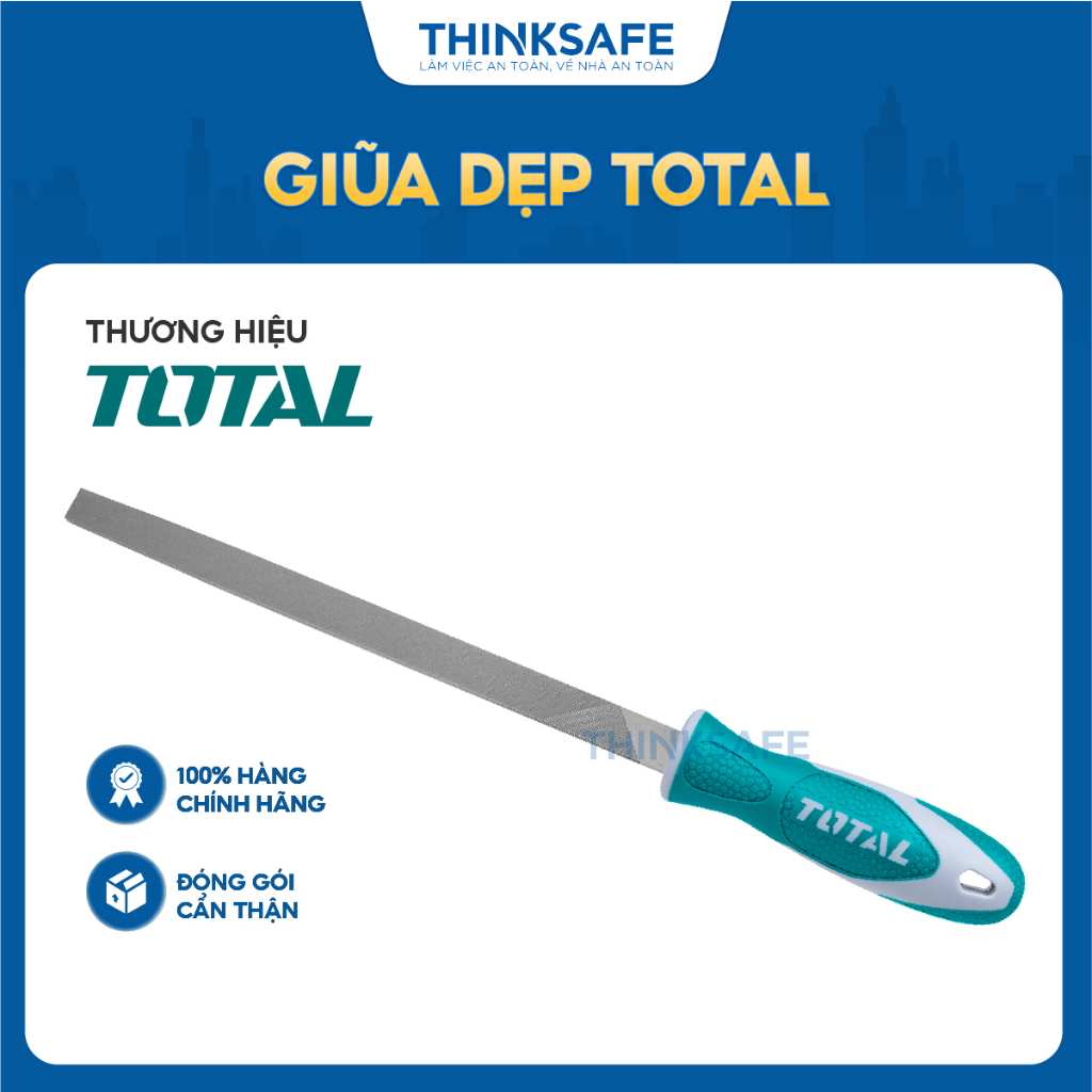 Giũa sắt hình dẹp Total THT91186 kích thước 8 inch 200m tay cầm cao su mềm mại bề mặt dũa sắc xảo tiện ích - Thinksafe