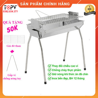Bếp nướng than hoa TopV VCM nướng than inox đứng gấp gọn dã ngoại bbq ngoài trời