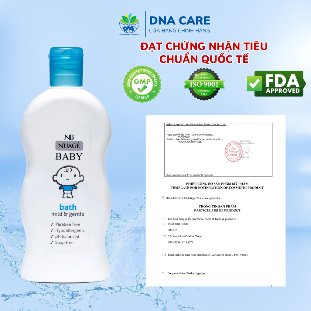Sữa tắm cho bé NUAGE an toàn cho da chai 300ml