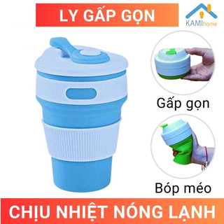 Ly uống nước gấp gọn có ống hút và nắp chất liệu Silicon an toàn và chịu nhiệt nóng lạnh 350ml mã 22012