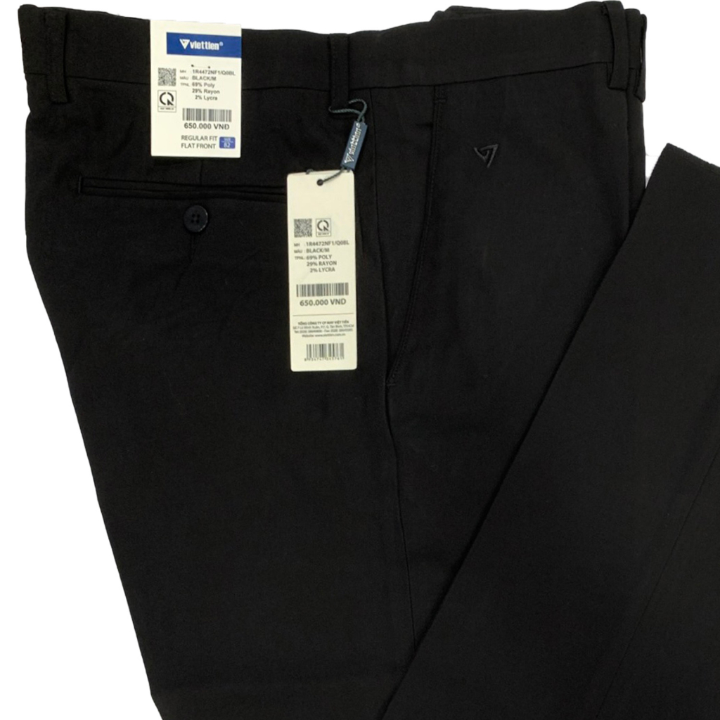 Viettien - Quần tây nam màu đen có ly phom Regular 650k quần âu việt tiến