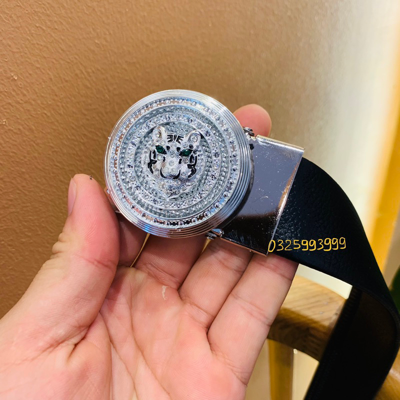 Thắt lưng nam mặt khoá xoay, Dây lưng mặt hổ bạc coay 360 độ thời trang