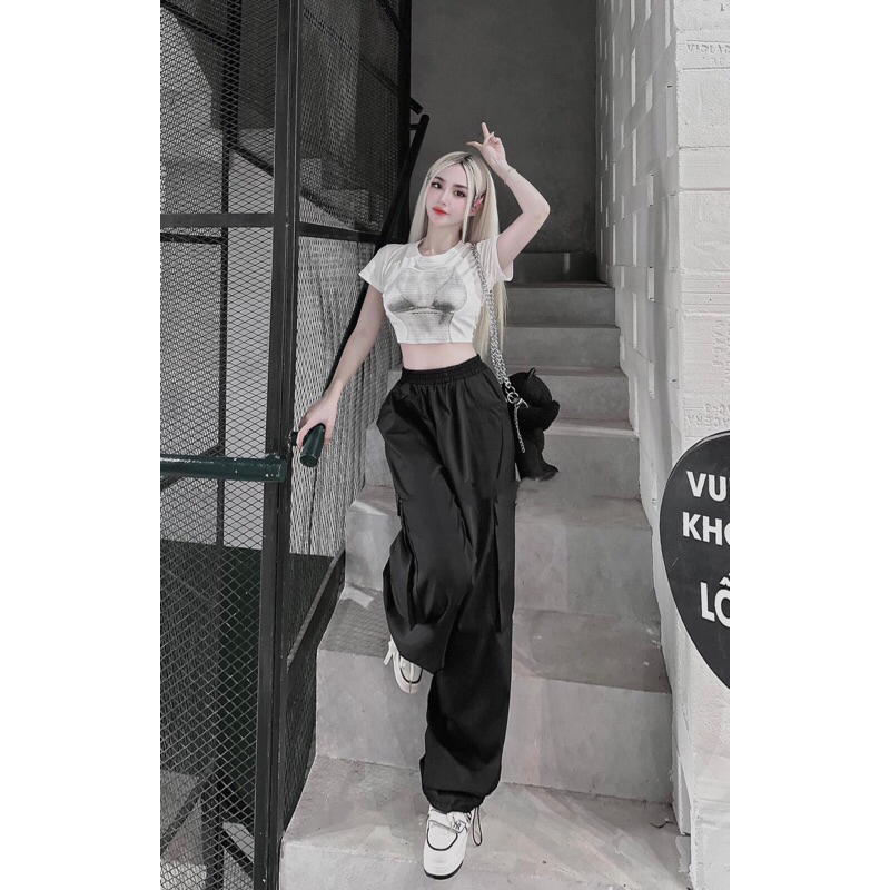Set Áo Hình Bra Croptop + Quần Kaki Mịn Chất Đẹp MaB, Set Thể Thao Sexy
