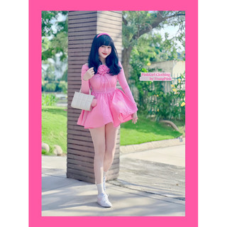 Đầm bẹt vai 𝐌𝐞𝐥𝐥𝐲 𝐃𝐫𝐞𝐬𝐬 tay dài form ngắn tùng xoè by 𝑻𝒓𝒂𝒏𝒈𝑷𝒊𝒏𝒌
