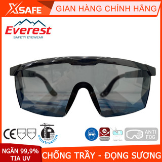 Kính bảo hộ lao động Everest EV105B đen - Mắt kính chống bụi, đọng hơi nước, chống trầy xước, chống tia UV