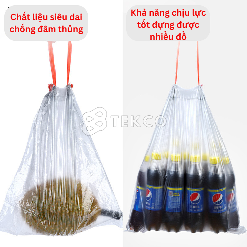 Set 5 Cuộn Túi Rác, Bao Rác Có Dây Rút Tự Phân Hủy Sinh Học  - 5 Cuộn Túi Rác Tiện Lợi Nhà Bếp