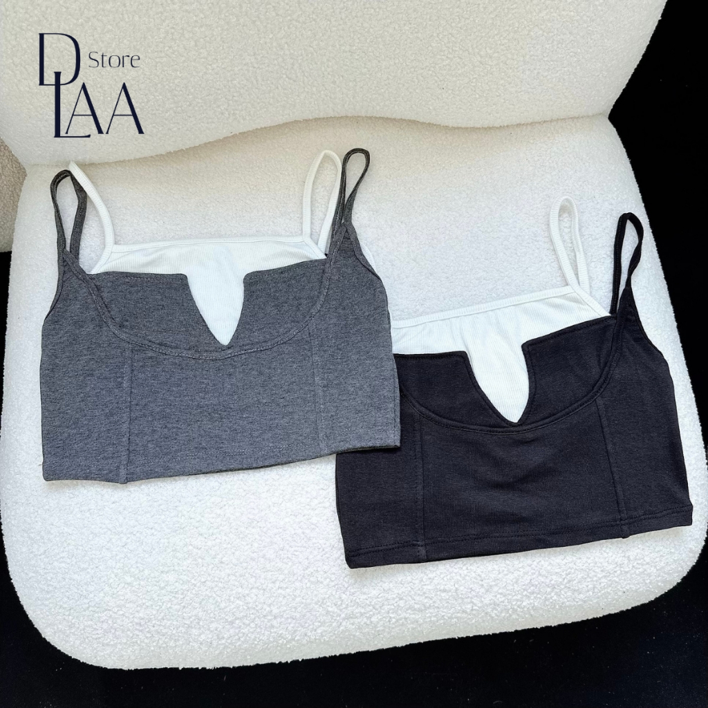 Áo kiểu 2 dây nữ DaaLaa Store dáng ôm, phong cách chấp vá cá tính A5874