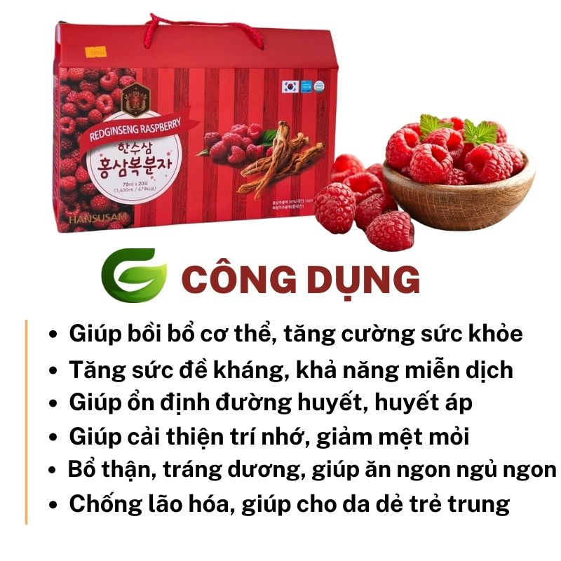 Nước Hồng Sâm Phúc Bồn Tử Hansusam Hàn Quốc Hỗ Trợ Sức Khỏe - Tăng Sức Đề Kháng