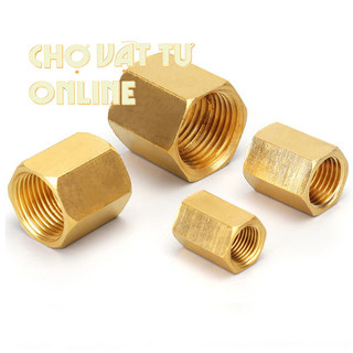 Khớp nối thau, măng song 2 đầu ren trong 13mm, 17mm, 21mm loại dày