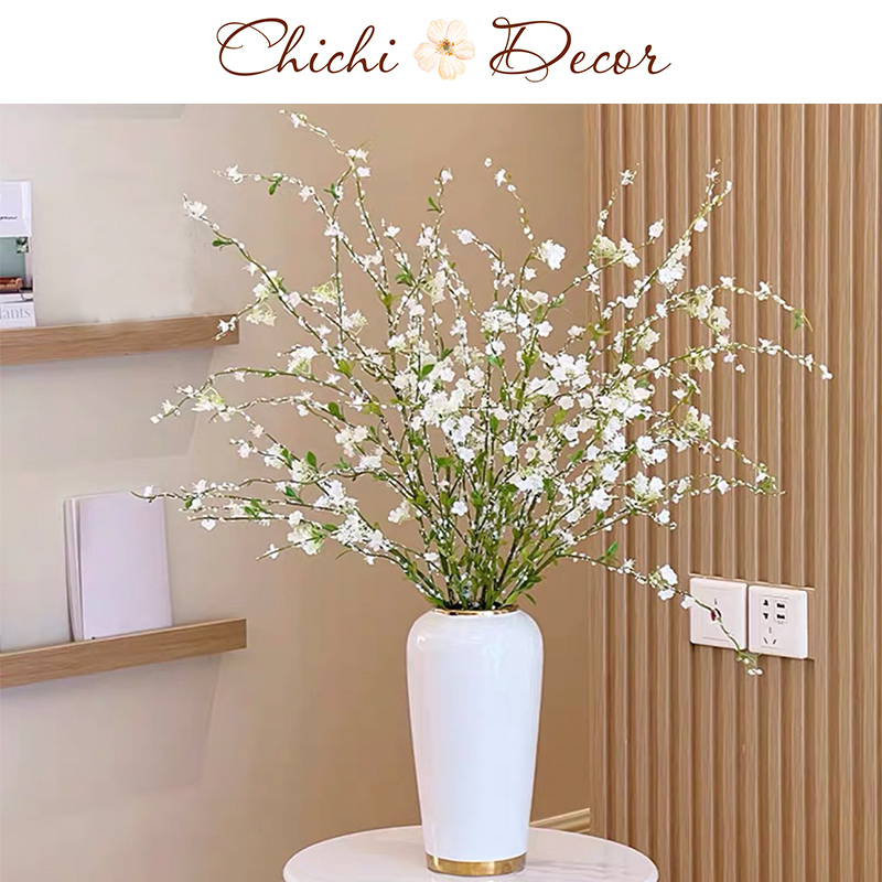 Hoa giả - Hoa tuyết mai (mã thiên hương) cao cấp 1 cành 13 nhánh nhỏ (1m1) decor, trang trí nhà cửa