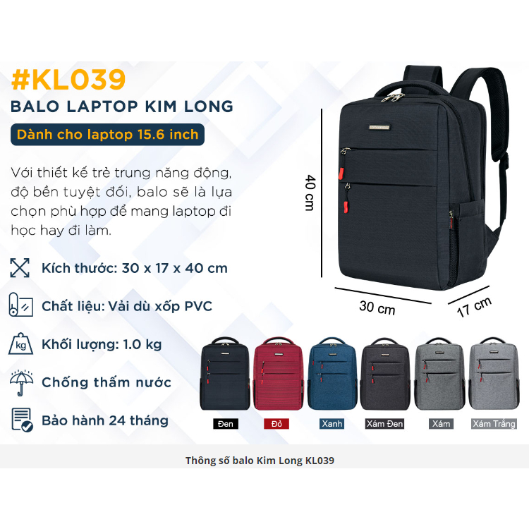 Balo Laptop - Balo Kim Long KL039