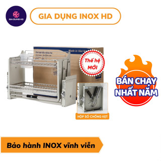 Giá bát nâng hạ inox 304  THẾ HỆ MỚI  kệ đựng đồ nhà bếp thông minh có thế chỉnh độ cao thấp với hộp số chống kẹt