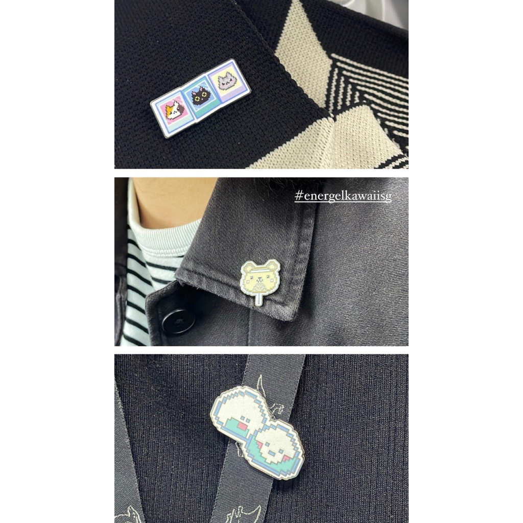 Quà Tặng Pentel Kawaii Pixel Art II | Pin Cài Áo Họa Tiết Dễ Thương Ngộ Nghĩnh | Phong Cách Nhật Bản