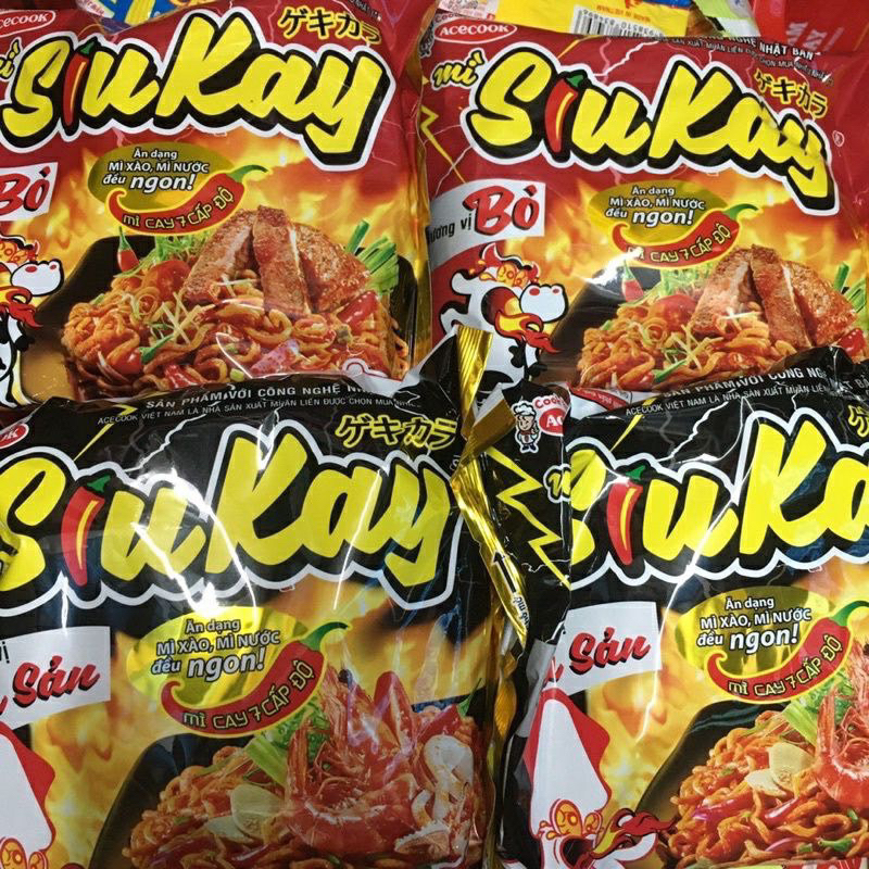 Mì siu kay Acecook vị bò/ hải sản gói 127g